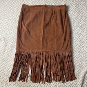 Cusp Neiman Marcus brand new suede fringe skirt